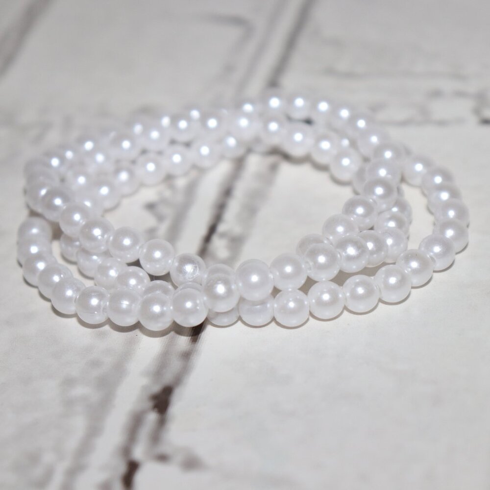 🤍 NWOT Pearl Beaded Bracelet Set – 7"  🌸